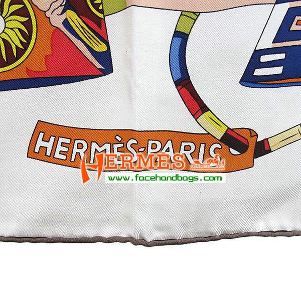 Hermes 100% Silk Square Scarf Beige HESISS 130 x 130